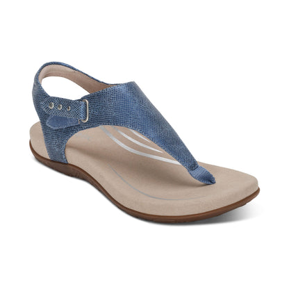 Ellie Adjustable Quarter Strap Thong Sandal - Navy