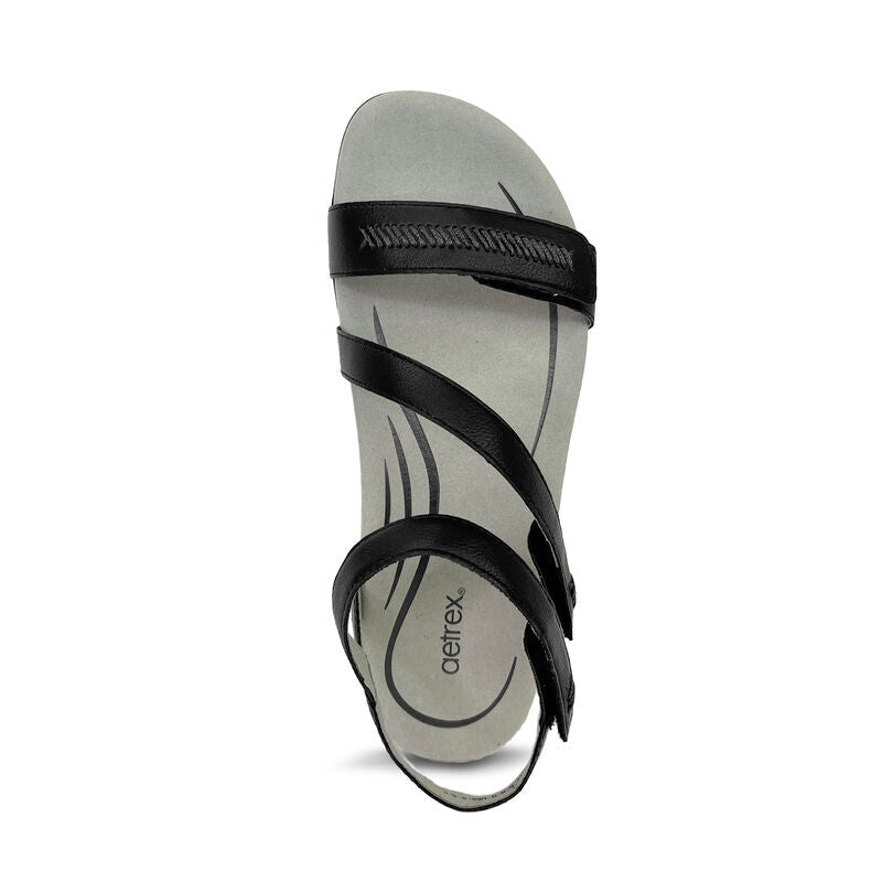 Gabby Adjustable Quarter Strap Sandal - Black