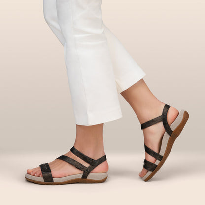 Gabby Adjustable Quarter Strap Sandal - Pewter