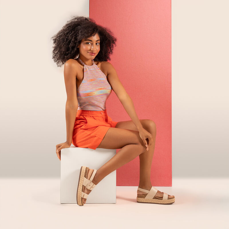 Vania Arch Support Platform Sandal - Cream