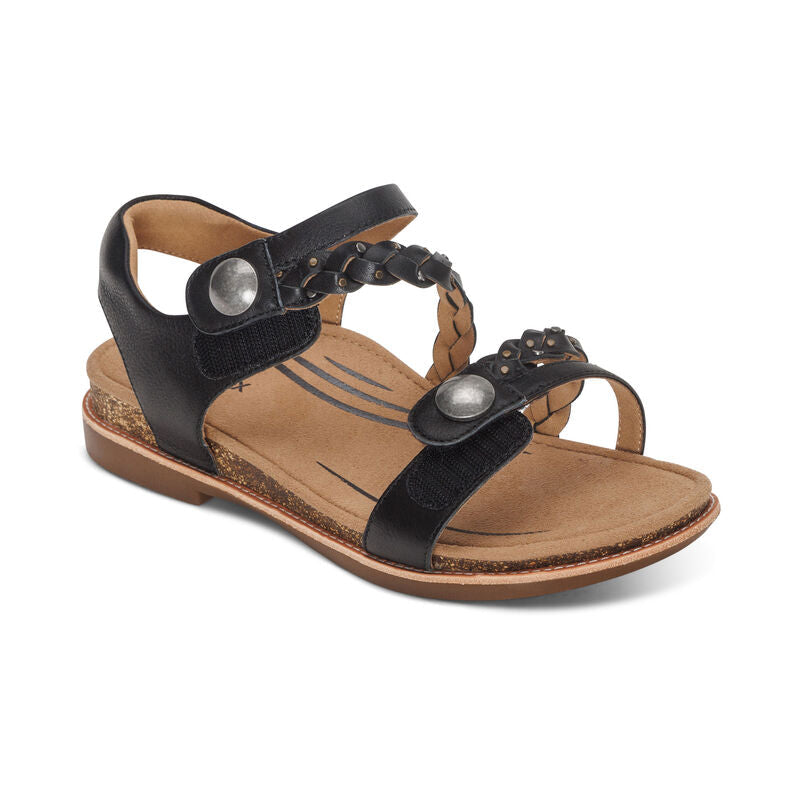 Jenn Quarter Strap Sandal - Black