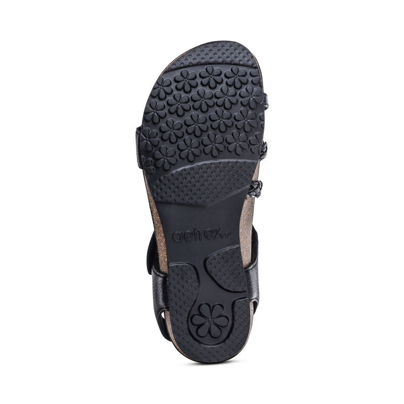 Jillian Braided Quarter Strap Sandal - Black