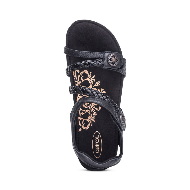 Jillian Braided Quarter Strap Sandal - Black