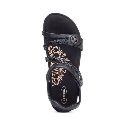 Jillian Braided Quarter Strap Sandal - Black