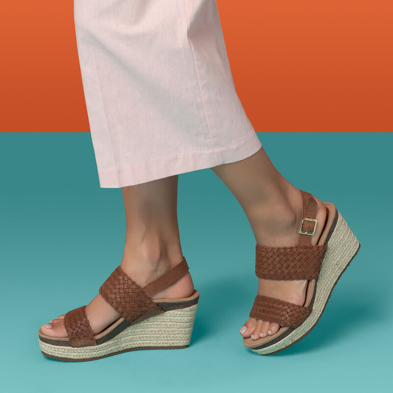 Summer Woven Quarter Strap Wedge - Bone