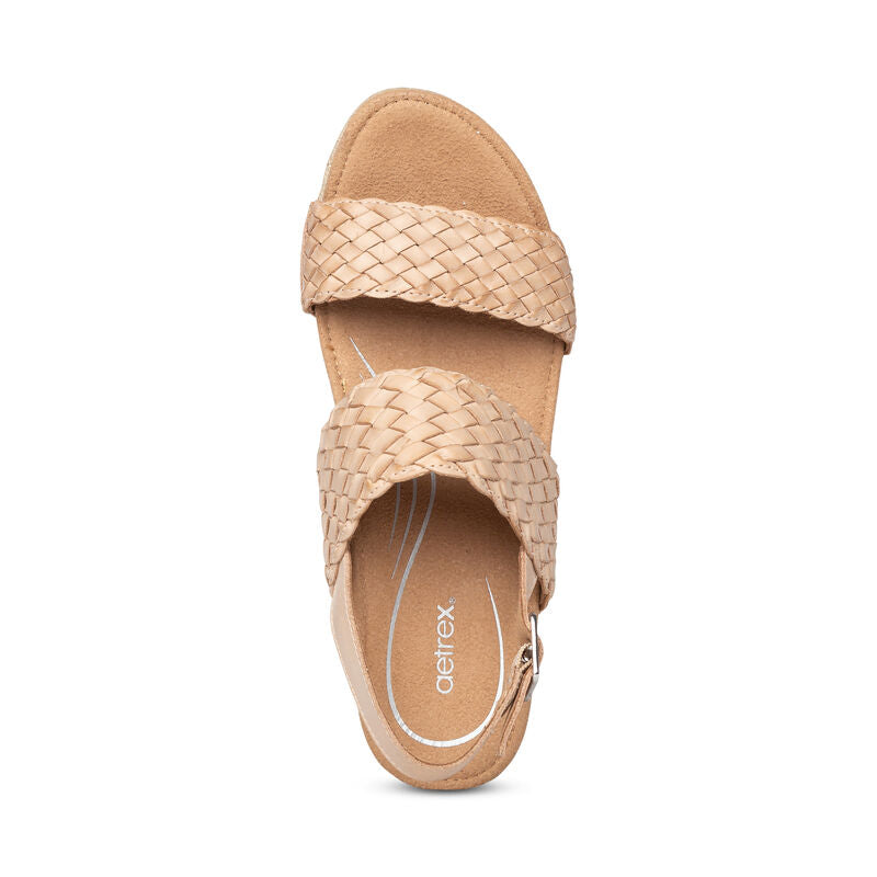 Summer Woven Quarter Strap Wedge - Bone
