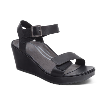 Andrea Quarter Strap Wedge  - Black