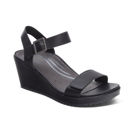 Andrea Quarter Strap Wedge  - Black