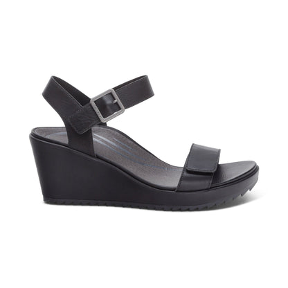 Andrea Quarter Strap Wedge  - Black