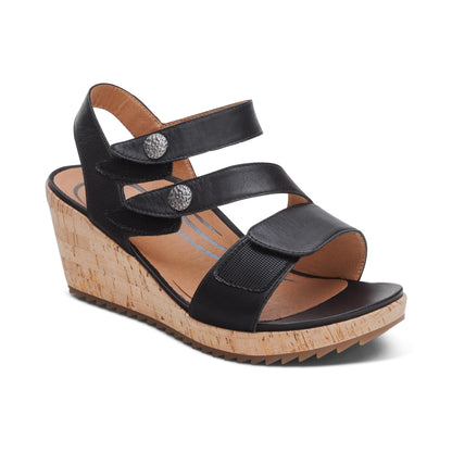 Madelyn Quarter Strap Wedge  - Black