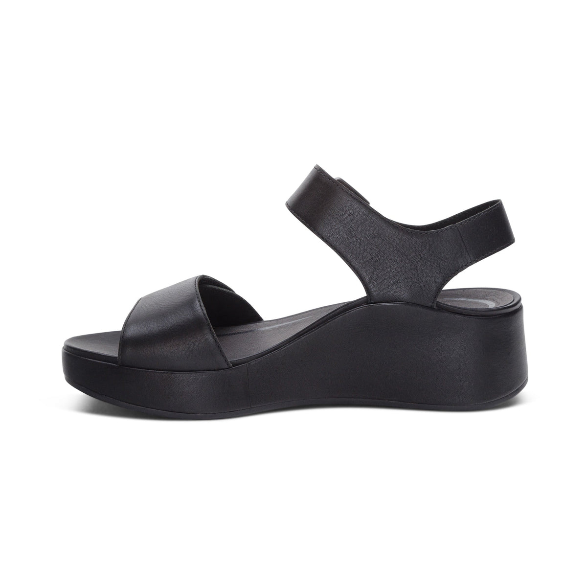 Ariel Adjustable Quarter Strap Wedge  - Black