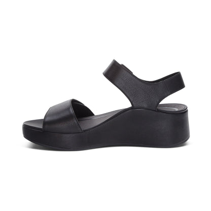 Ariel Adjustable Quarter Strap Wedge  - Black