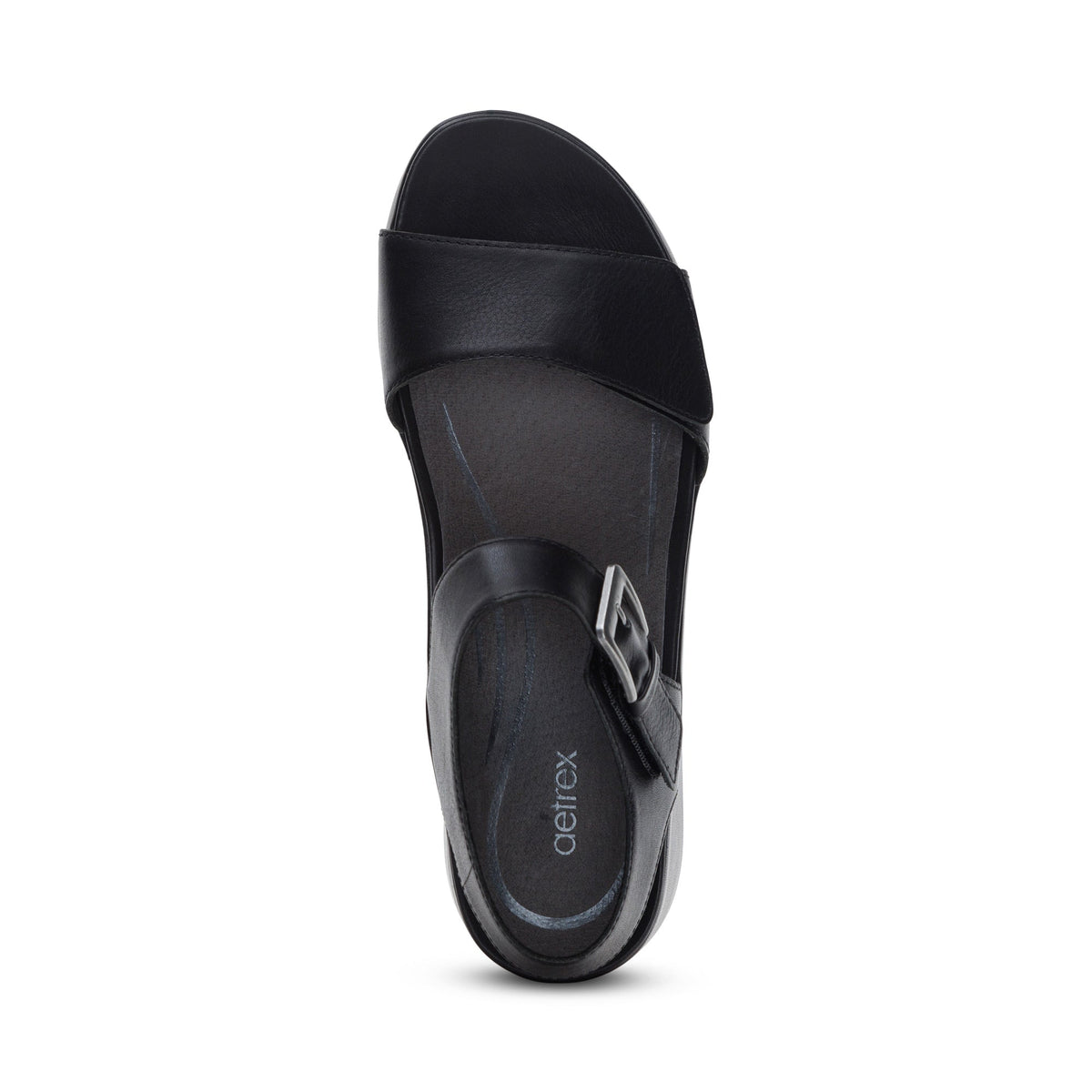 Ariel Adjustable Quarter Strap Wedge  - Black