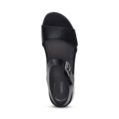 Ariel Adjustable Quarter Strap Wedge  - Black