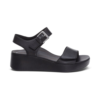Ariel Adjustable Quarter Strap Wedge  - Black