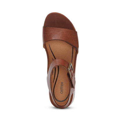 Ariel Adjustable Quarter Strap Wedge  - Dark Brown