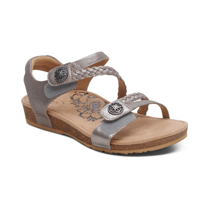 Jillian Braided Quarter Strap Sandal - Brushed Silver