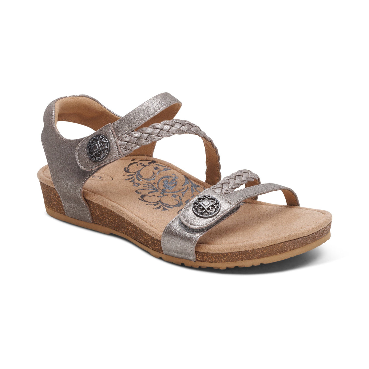 Jillian Braided Quarter Strap Sandal - Brushed Silver