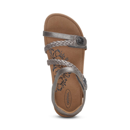 Jillian Braided Quarter Strap Sandal - Brushed Silver