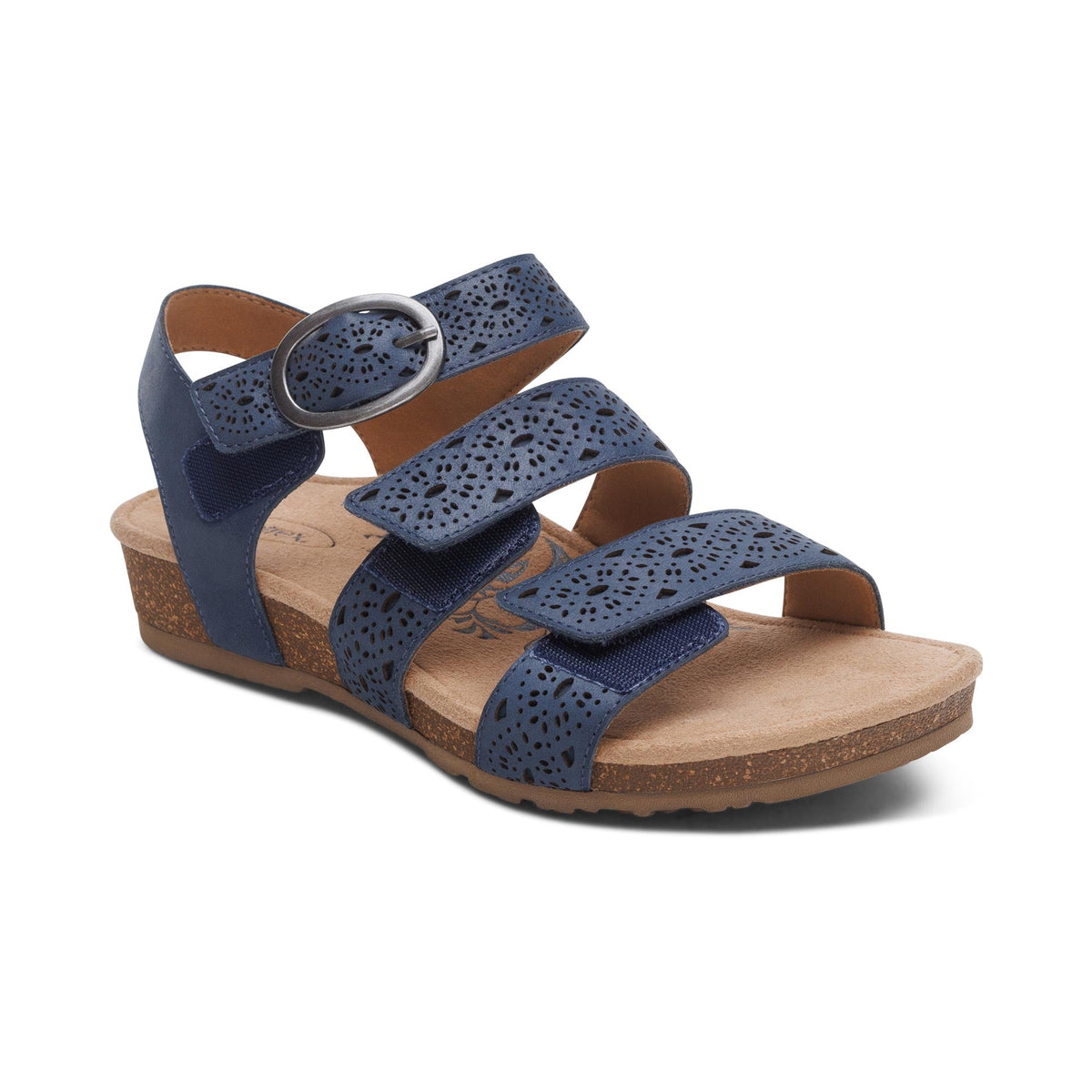 Lilly Adjustable Quarter Strap Sandal - Navy Cutout