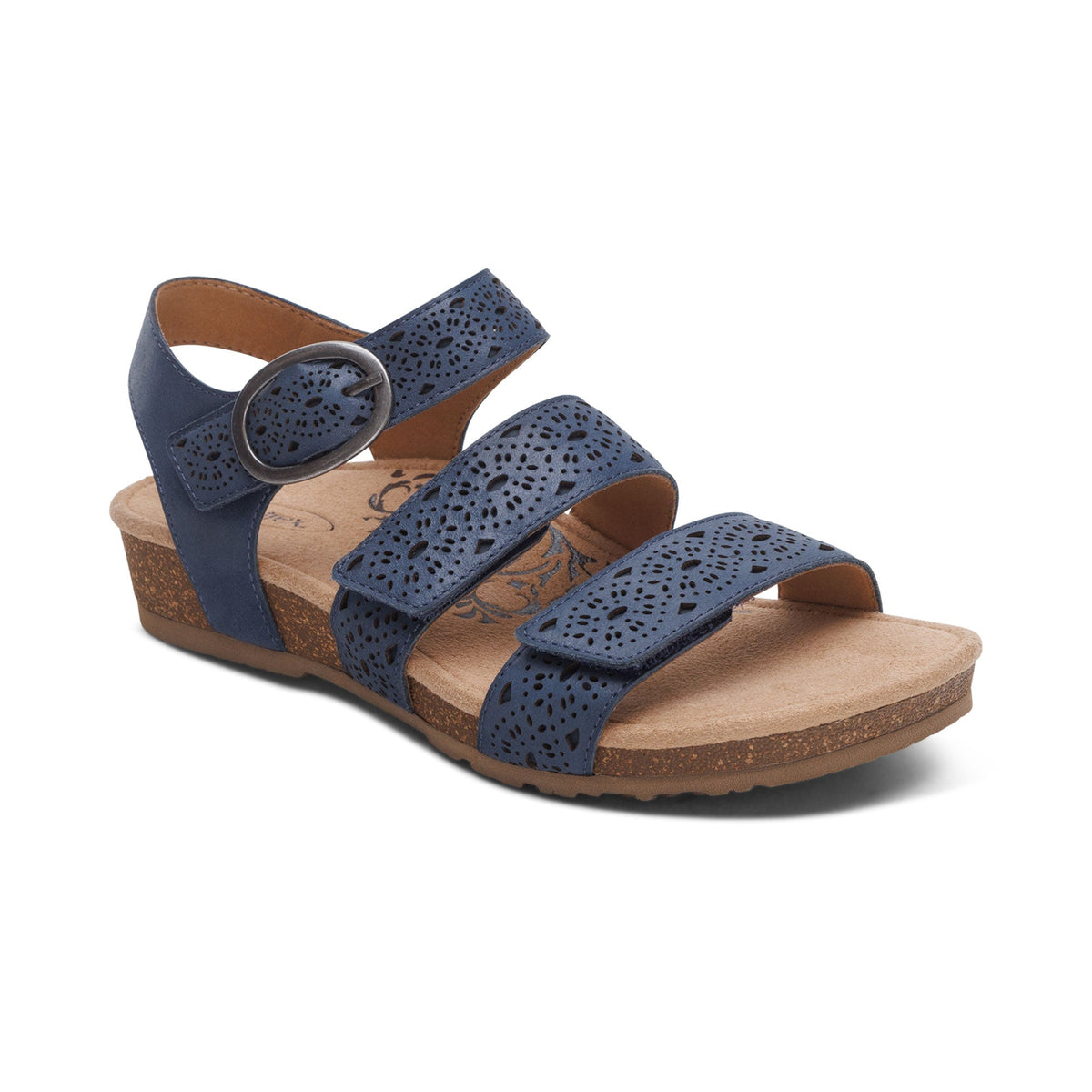 Lilly Adjustable Quarter Strap Sandal - Navy Cutout