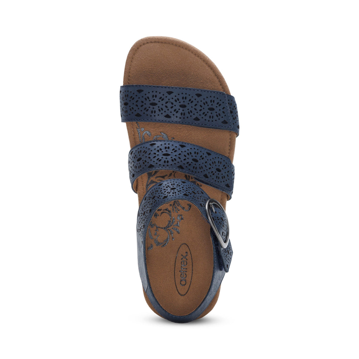 Lilly Adjustable Quarter Strap Sandal - Navy Cutout