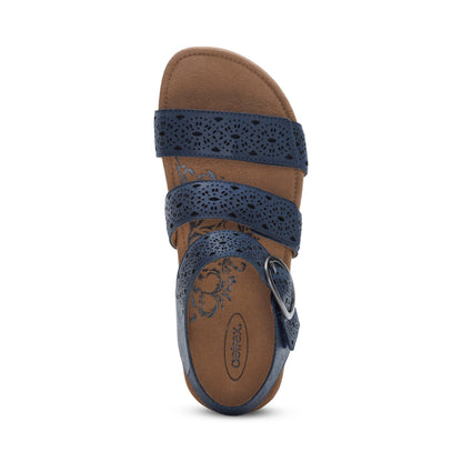 Lilly Adjustable Quarter Strap Sandal - Navy Cutout