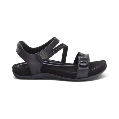Jess Adjustable Quarter Strap Sandal - Black Sparkle