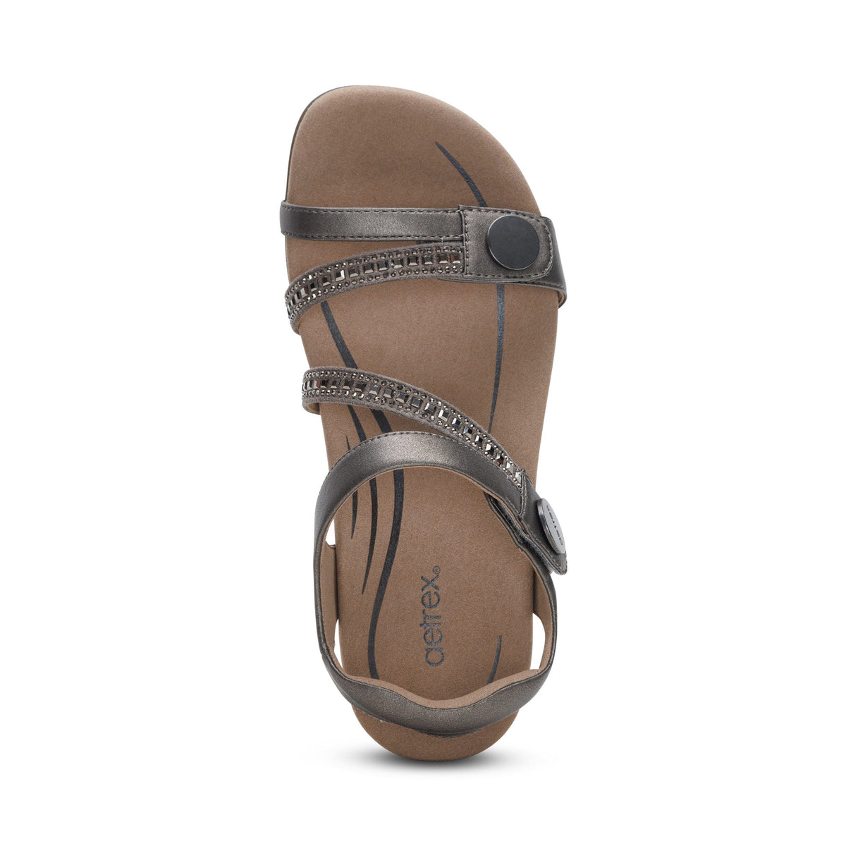 Jess Adjustable Quarter Strap Sandal - Pewter Sparkle