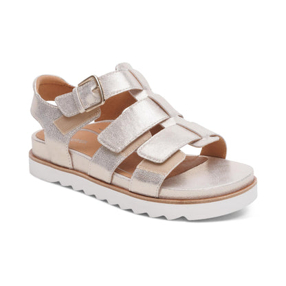 Romy Quarter Strap Cork Flat Sandal - Champagne