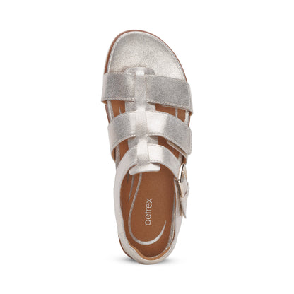 Romy Quarter Strap Cork Flat Sandal - Champagne