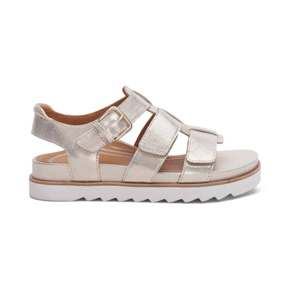 Romy Quarter Strap Cork Flat Sandal - Champagne