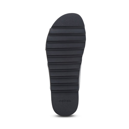 Thea Back Strap Cork Flat Sandal  - Black