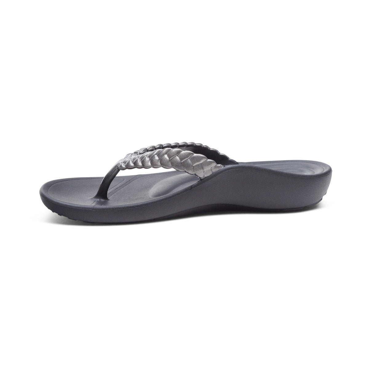 Vicki Braided Thong Sandal - Pewter Gloss