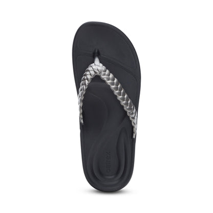 Vicki Braided Thong Sandal - Pewter Gloss