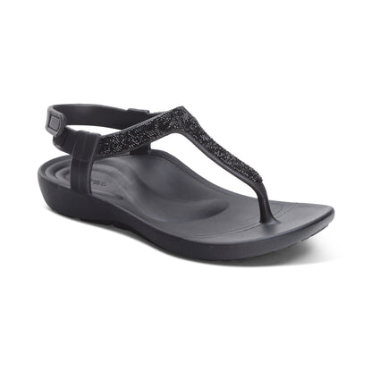 Skyler Thong Sandal - Black Embellished