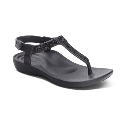 Skyler Thong Sandal - Black Embellished