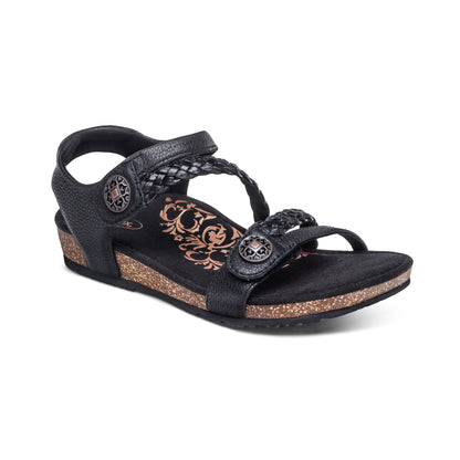 Jillian Braided Quarter Strap Sandal - Black