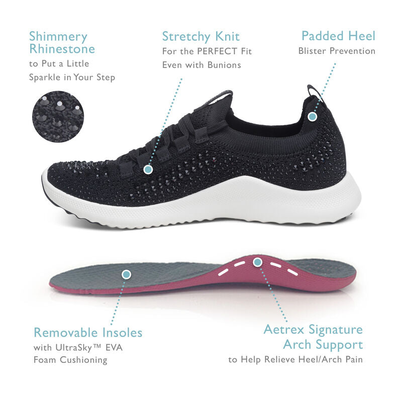 Carly Arch Support Sneaker - Black Sparkle