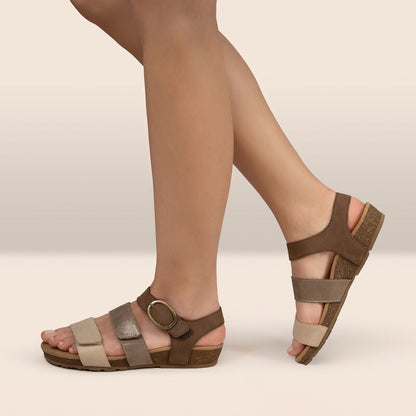 Lilly Adjustable Quarter Strap Sandal - Taupe