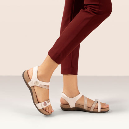 Jess Adjustable Quarter Strap Sandal - White