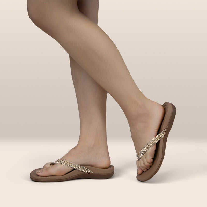 Eve Sparkly Thong Sandal - Gold