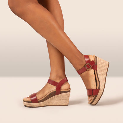 Sydney Quarter Strap Espadrille Wedge - Red