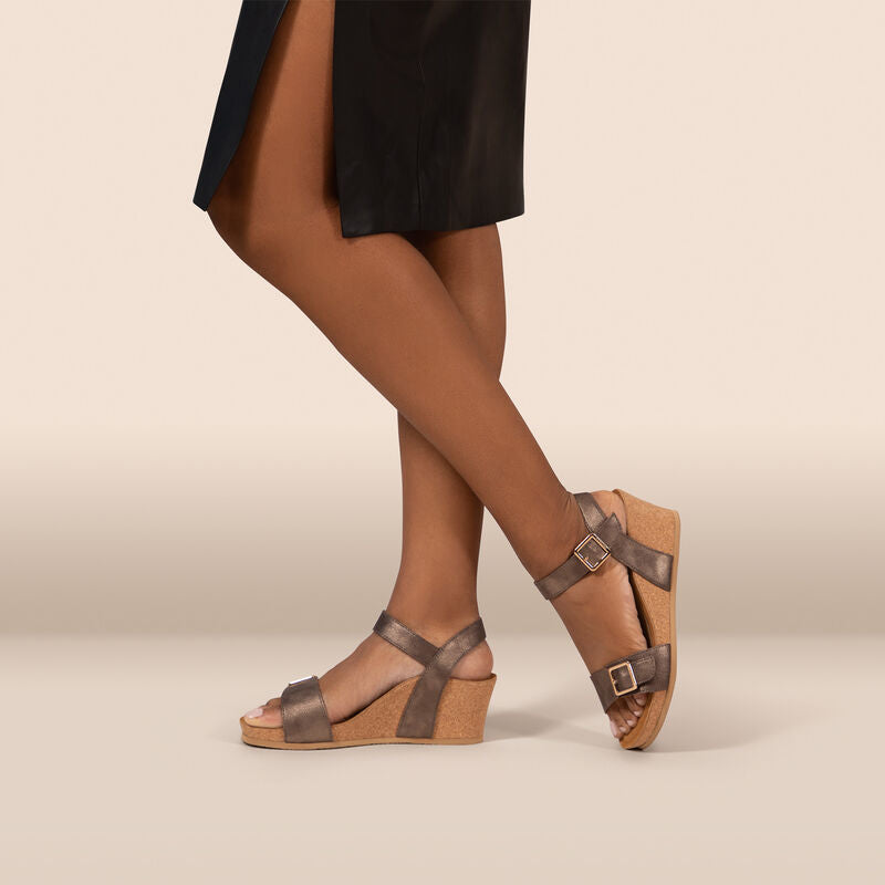 Lexa Quarter Strap Wedge - Bronze