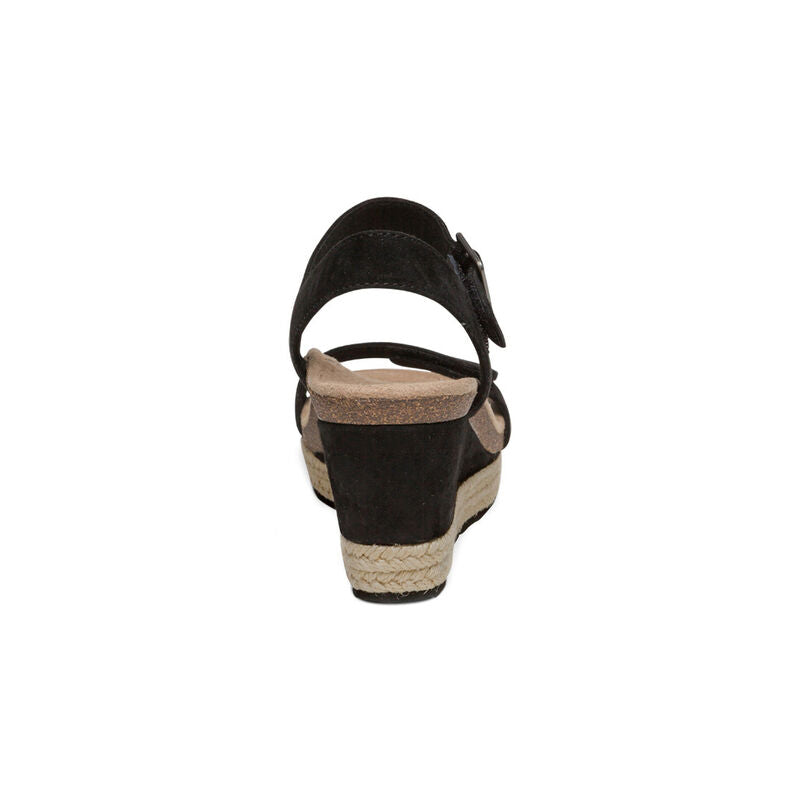Sydney Quarter Strap Espadrille Wedge - Black