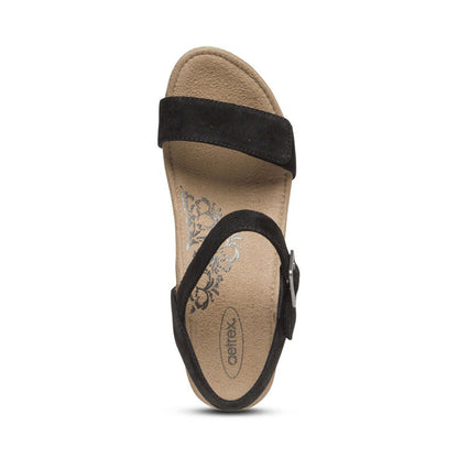 Sydney Quarter Strap Espadrille Wedge - Black