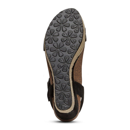 Sydney Quarter Strap Espadrille Wedge - Black