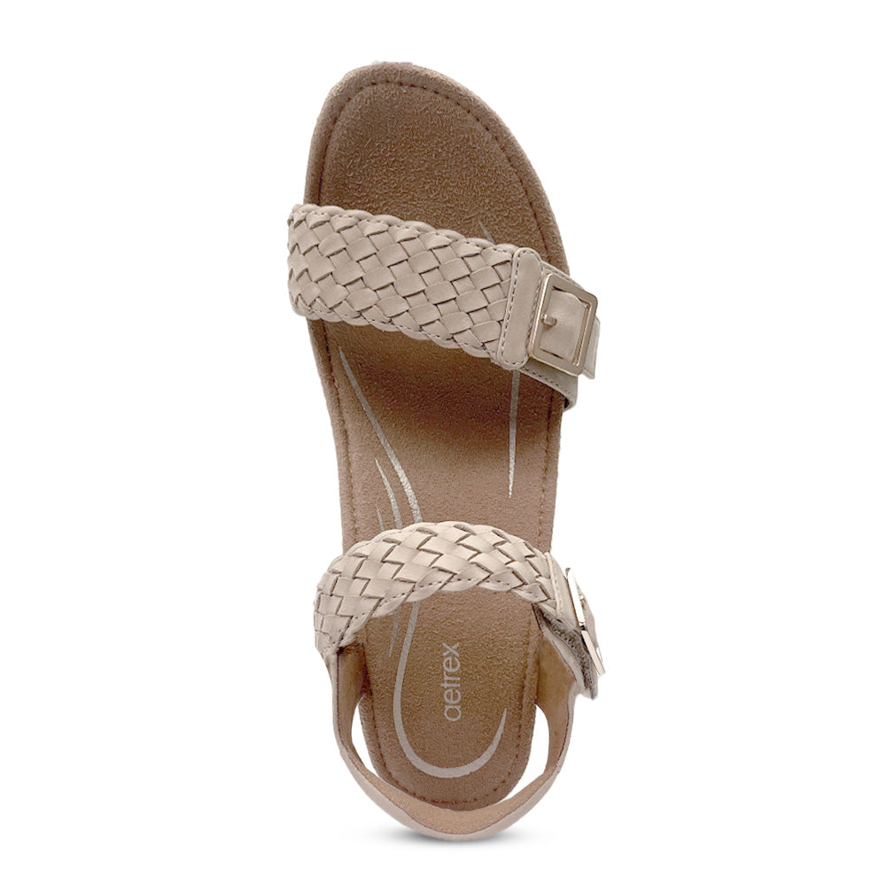 Grace Adjustable Woven Wedge - Bone