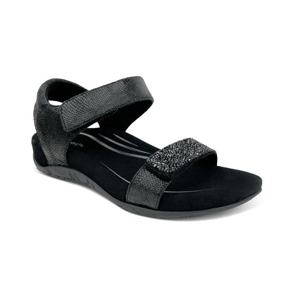 Maria Studded Quarter Strap - Jeweled Black