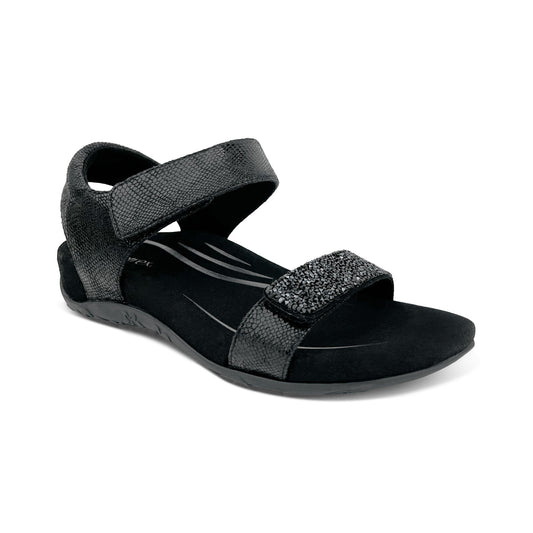 Maria Studded Quarter Strap - Jeweled Black